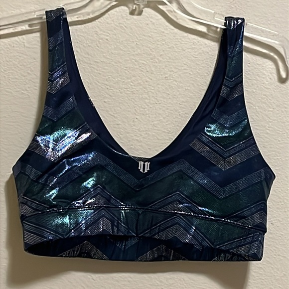 EleVen By Venus Williams Disco Chevron Sports Bra Size Large - Picture 7 of 9